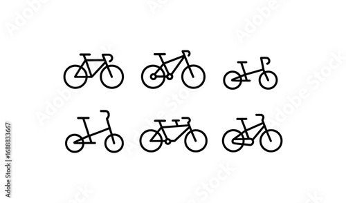 Minimalist linear bicycle icons set for modern design projects