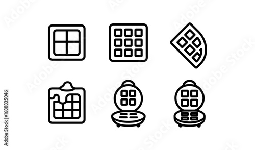 Minimalist waffle icons set featuring grids and appliances