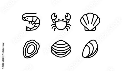 Seafood icons in minimalist style