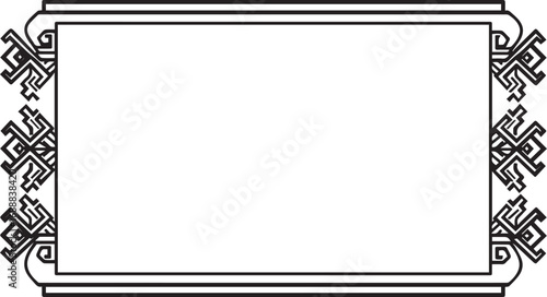 Rectangular Ornate Border with Geometric Corner Designs on White Background frame rectangle