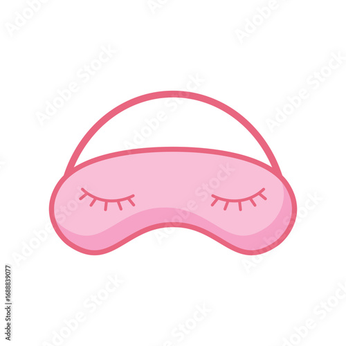 Cute pink sleeping mask with closed eyes and eyelashes flat vector design