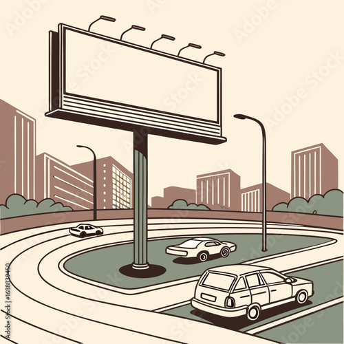 Blank Billboard on City Street Corner