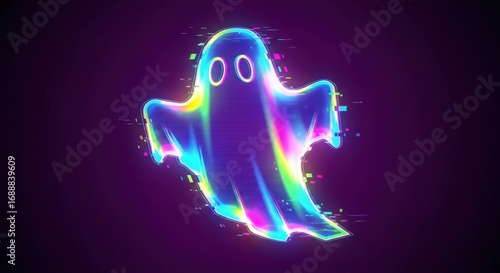 Vibrant ghost with glitch effect for spooky season promotions and Halloween designs that need a modern edge