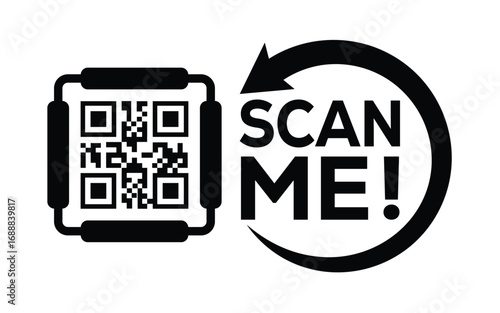 QR code scan icon set. Scan me frame. QR code scan for smartphone. QR code for mobile app, payment and identification. Vector illustration.