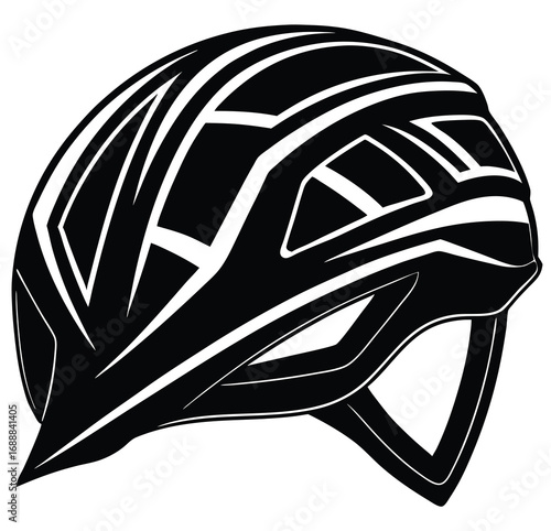 Protective motorcycle helmet silhouette isolated on a solid background for sports safety and design
