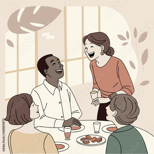 Joyful Friends Sharing a Meal Together