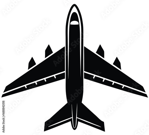 Vector airplane icon illustration showing a plane flying in the sky