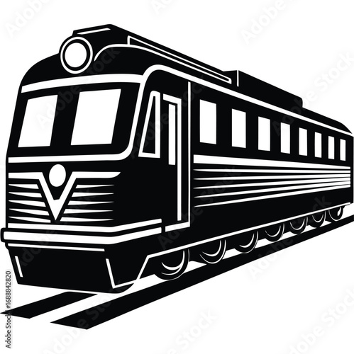 A red passenger train speeds along a track, creating a blur of motion against a white background