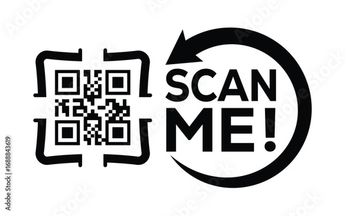 QR code scan icon set. Scan me frame. QR code scan for smartphone. QR code for mobile app, payment and identification. Vector illustration.