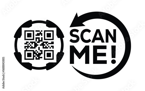 QR code scan icon set. Scan me frame. QR code scan for smartphone. QR code for mobile app, payment and identification. Vector illustration.