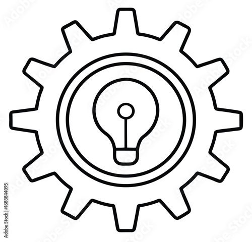 Light bulb icon with gears symbolizing idea and innovation