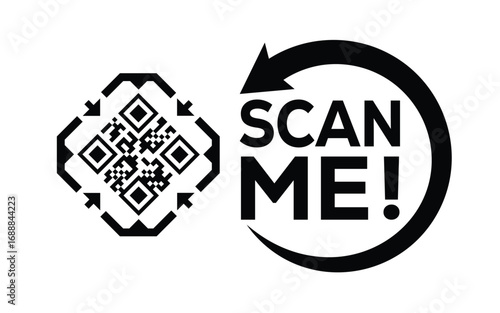 QR code scan icon set. Scan me frame. QR code scan for smartphone. QR code for mobile app, payment and identification. Vector illustration.