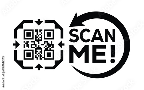 QR code scan icon set. Scan me frame. QR code scan for smartphone. QR code for mobile app, payment and identification. Vector illustration.