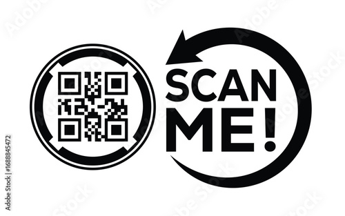 QR code scan icon set. Scan me frame. QR code scan for smartphone. QR code for mobile app, payment and identification. Vector illustration.