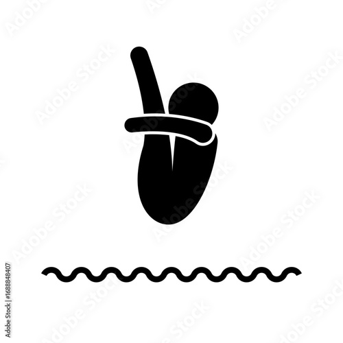 High diving silhouette icon. Vector.