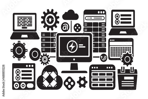 Digital Transformation and Technological Advancement A Visual Representation of Data, Cloud, and Computer Systems