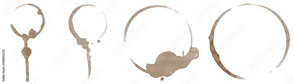 Fototapeta premium Coffee Stain Set Food and Drink Spill Beverage Marks Graphic Texture Isolated Background