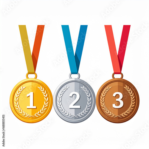 Gold Silver And Bronze Medals Vector Symbol Of Success And Achievement