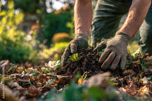 Wallpaper Mural Gardener working in garden bed Torontodigital.ca