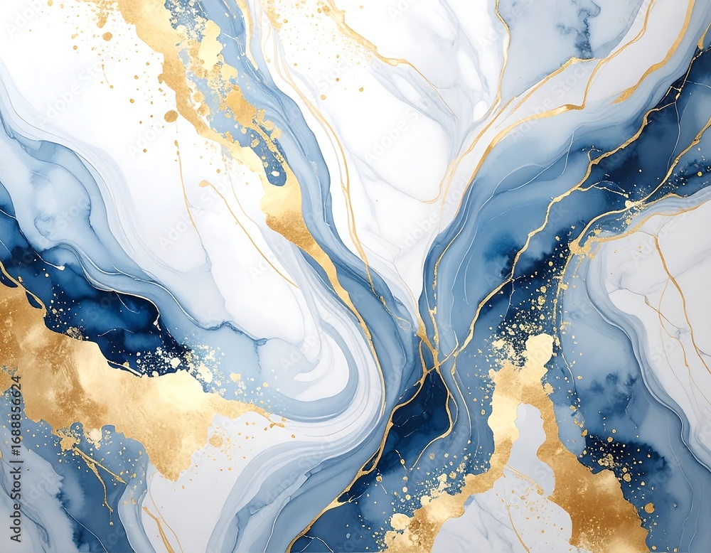 Fototapeta premium Abstract blue and gold marble texture background design