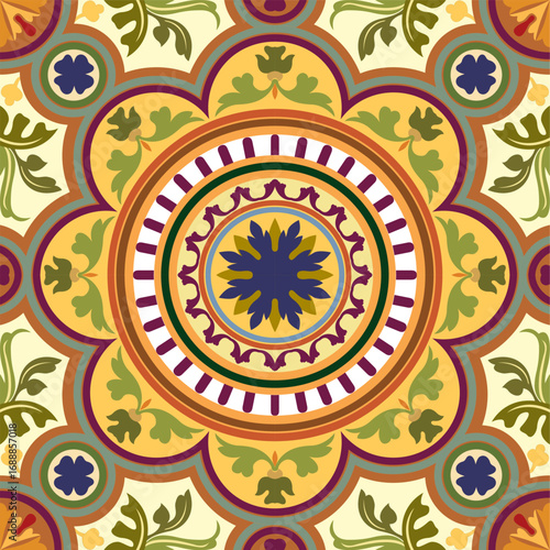 Vintage Floral patterns seamless background border embroidery ethnic batik retro. Flower motifs paisley batik. Blue silhouette watercolour flowers ikat design hand drawn. Vector illustration.