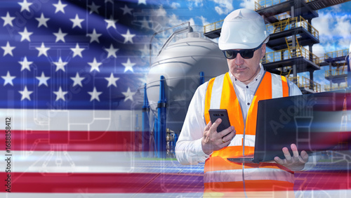 Hydrogen energy USA. Man wi...