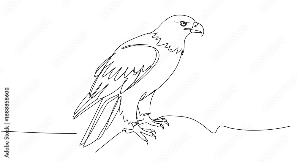 Obraz premium Eagle illustration with detailed line art perched on a branch 