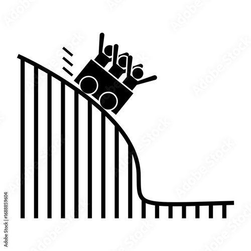 Roller coaster silhouette icon. Vector.