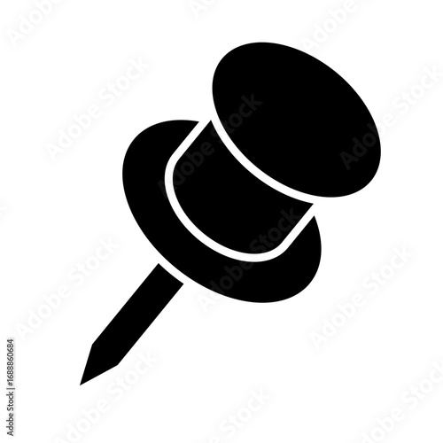 Simple black thumbtack silhouette. Vector.