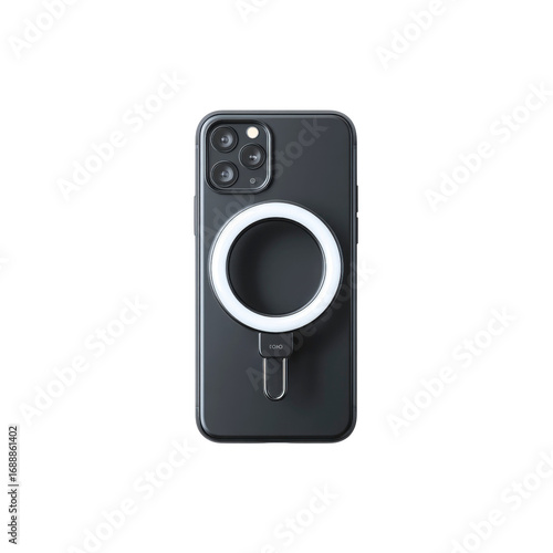 Smartphone with Attached LED Ring Light for Photography and Videography