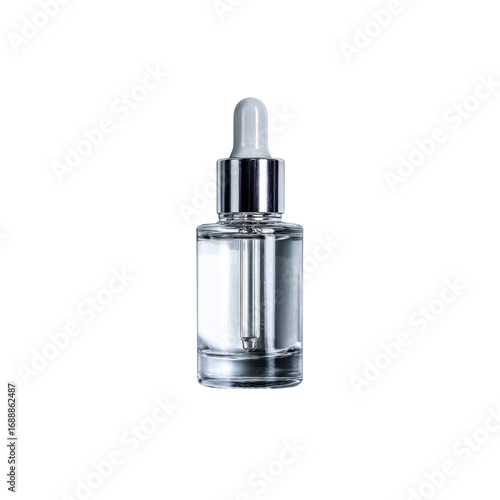 Clear Glass Dropper Bottle with Silver Cap - Cosmetic or Serum Packaging Mockup