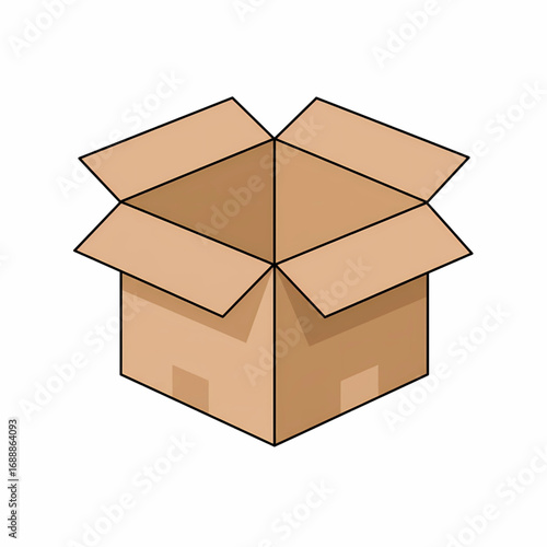 opened cardboard box, Open Cardboard Box Vector Illustration 