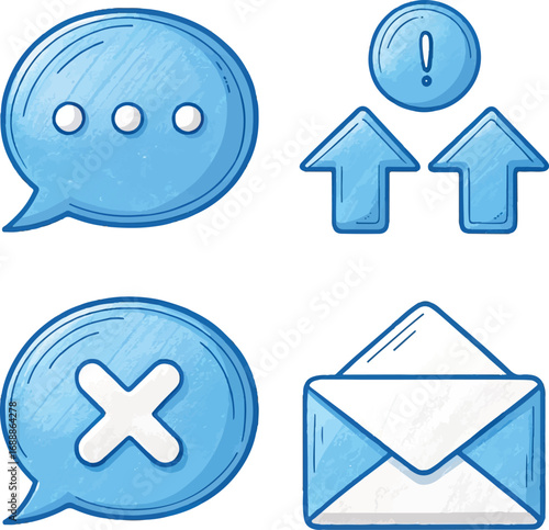 Communication Icons: Message, Alert, Arrows, and Email
