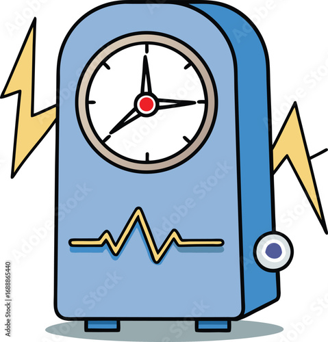 Futuristic 3d clock design illustrating sound energy transmission and time concepts