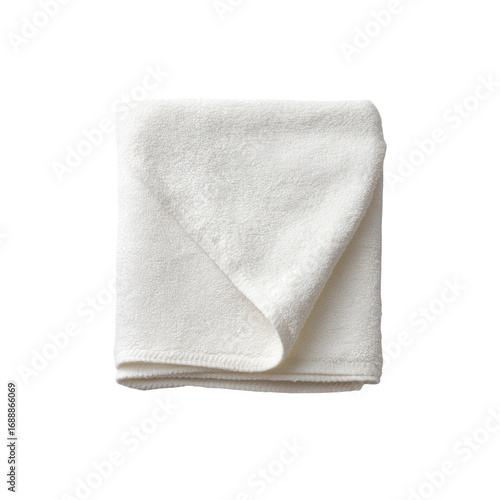 Folded White Cotton Hand Towel, Soft and Fluffy Bath Towel, Clean and Fresh Textile