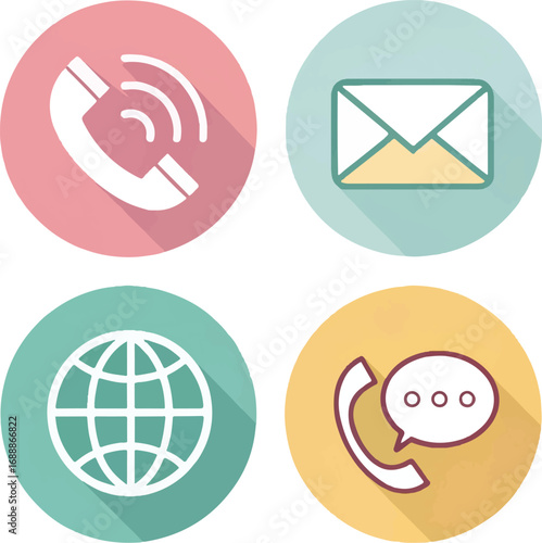 Communication Icons: Megaphone, Email, Phone, and Messaging