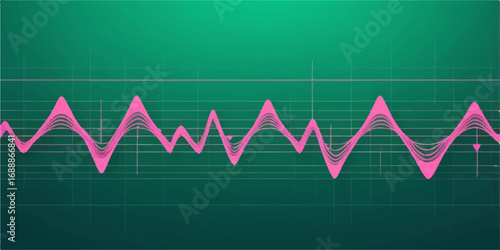 Cardiogram pulse monitor showing a line graph heartbeat on a red background that forms a heart shape