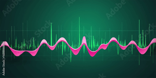 The cardiogram chart with a green line represents the rhythm of a healthy heart, a vital sign of life in medicine