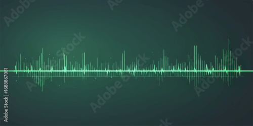 Green medical heartbeat pulse on a sound wave background