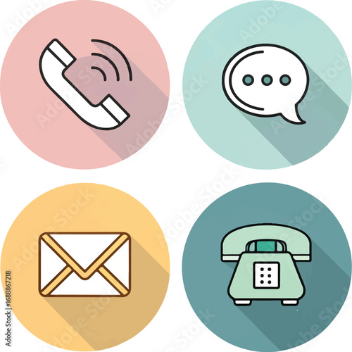 Communication Icons: Megaphone, Email, Phone, and Messaging