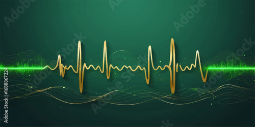EKG pulse line on a medical monitor illustrating a healthy heartbeat and life