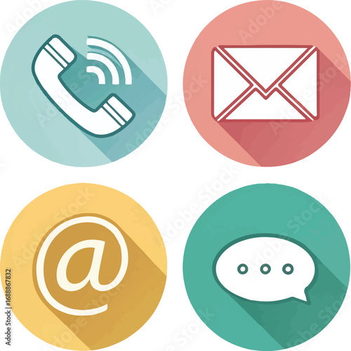 Communication Icons: Phone, Email, and Messaging