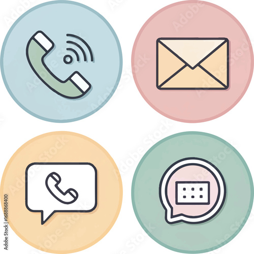 Communication Icons: Phone Calls, Email, and Messaging