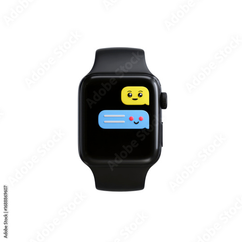 Smartwatch Displaying Cute Emojis and Text Messages