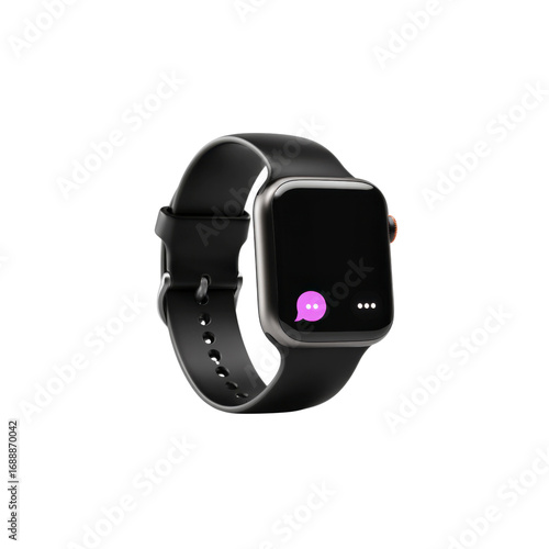 Modern Smartwatch with Incoming Message Notification on Black Screen