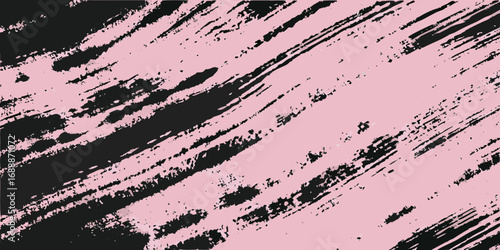 Abstract pink and black grunge texture with dynamic brush strokes and rough edges