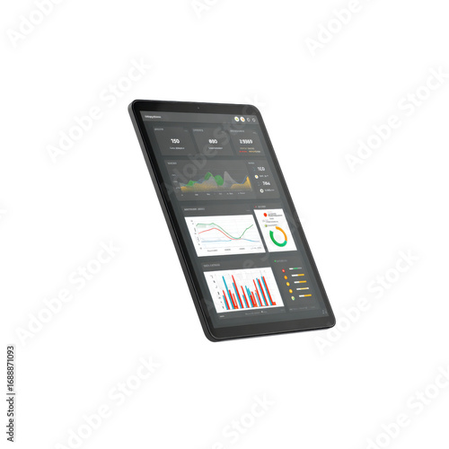 Modern Tablet Displaying Business Analytics Dashboard