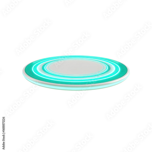 Futuristic Circular Platform with Neon Teal Glow - 3D Render