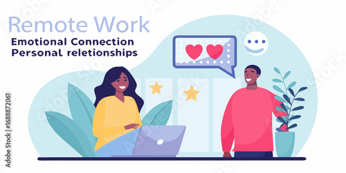 Diverse colleagues connect emotionally through remote work and personal relationships online