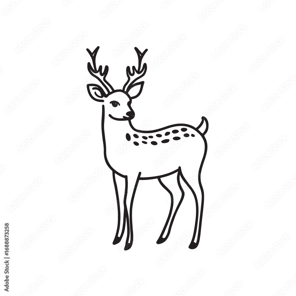 Obraz premium A silhouette vector illustration of a wild stag with large antlers, perfect for a nature-themed design